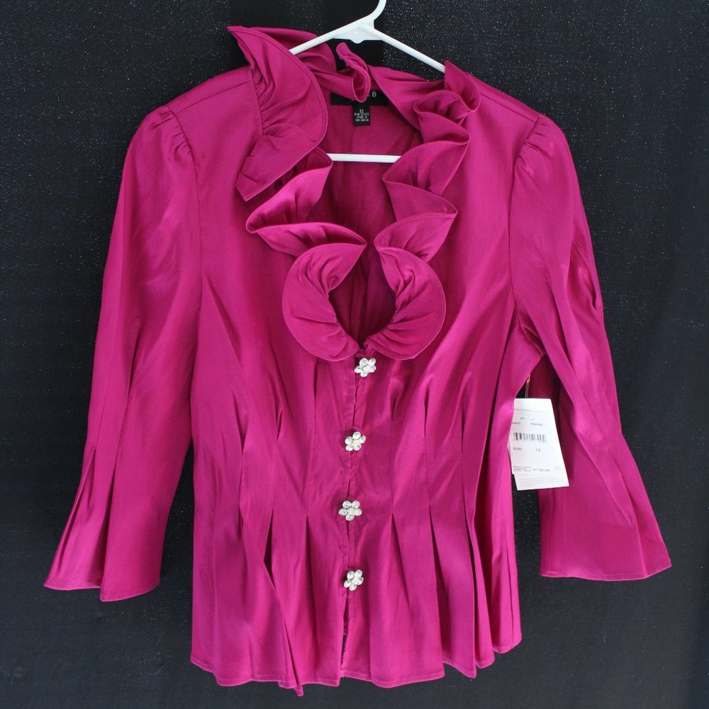 NWT NEW CHETTA B WOMENS SIZE 12 BLOUSE TOP TAFFETA
